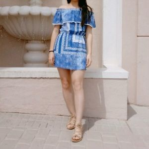 Bloomingdale’s Aqua off the shoulder dress